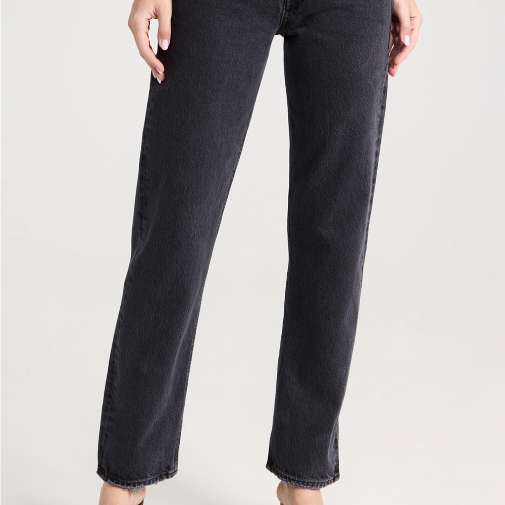 Agolde Black Pinch Waist Straight Leg Jeans Classic Style